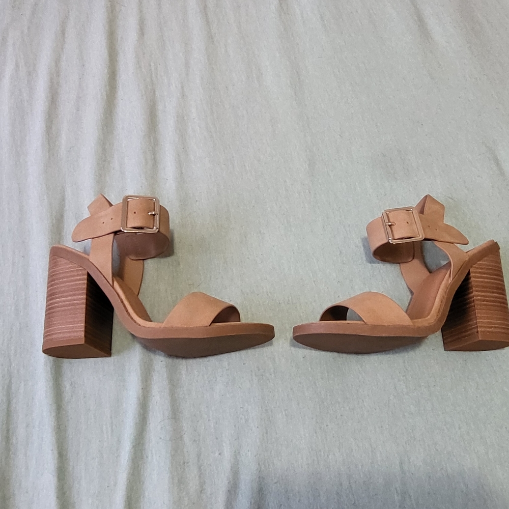 Nude block heels